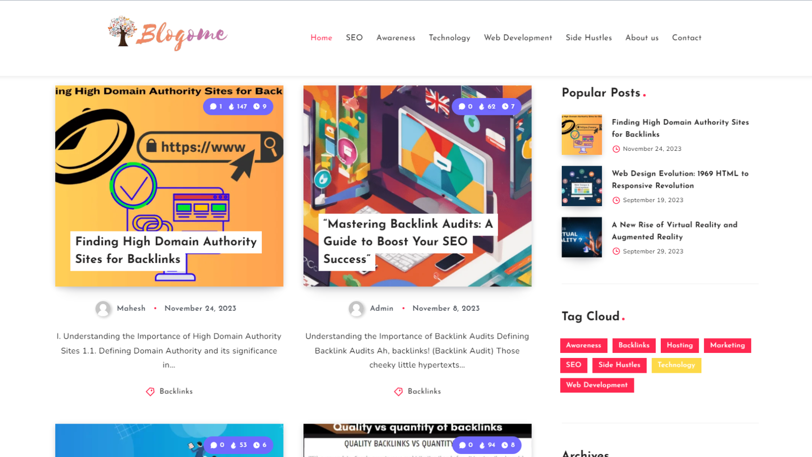 Blogome.com website built by Inventive Agency