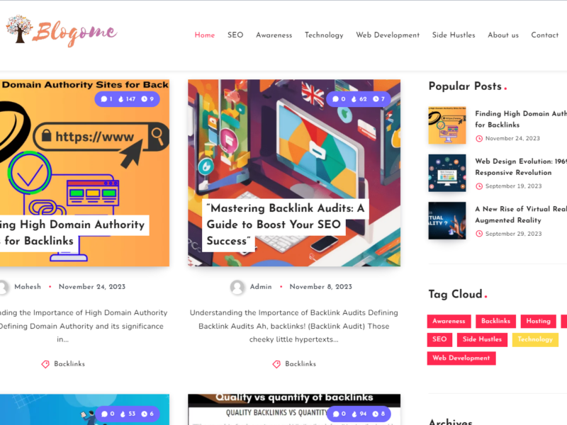 Blogome.com website built by Inventive Agency