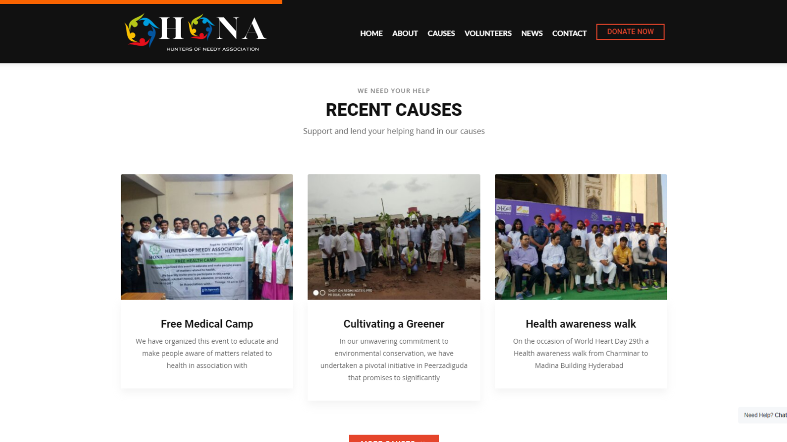 HONA Foundation website built by Inventive Agency